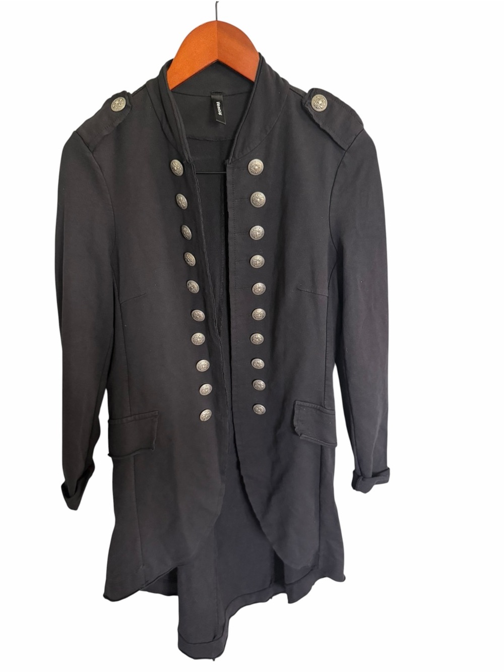 Venti6 Women's Black Military-Style Longline Trench Coat Knit - Picture 7 of 8